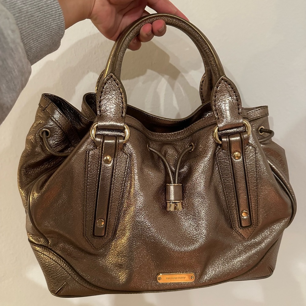 Burberry Metallic Leather Drawstring Satchel Bag … - image 4